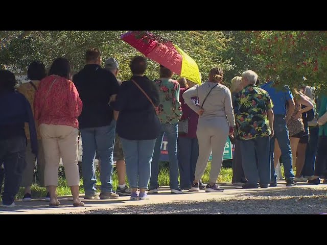 Early voters in Dallas County wait in line for more than 2 hours on...